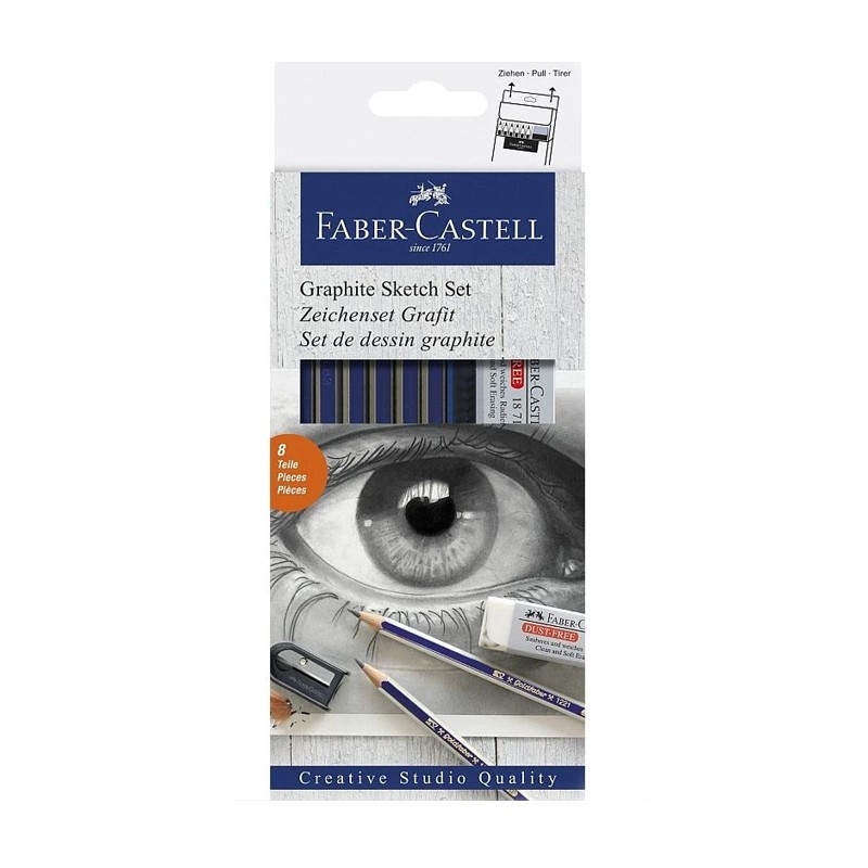 Creioane grafit 2H-6B, radiera si ascutitoare incluse, set 6 duritati - imagine 3